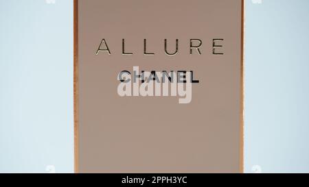 Israel - November 18, 2022: A bottle of Chanel perfume. Allure women`s perfume Stock Photo